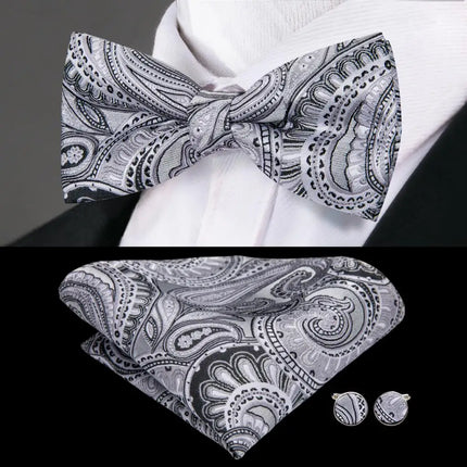 bow ties with matching cuff links and pocket square