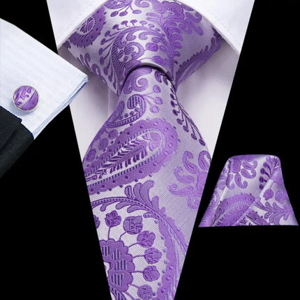 paisley ties with matching cuff links and pocket square