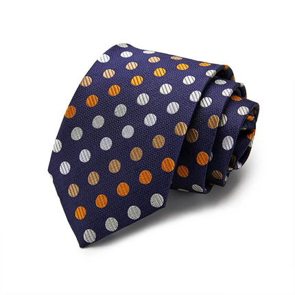 Blue Multi Colored Polka Dot Silk Tie