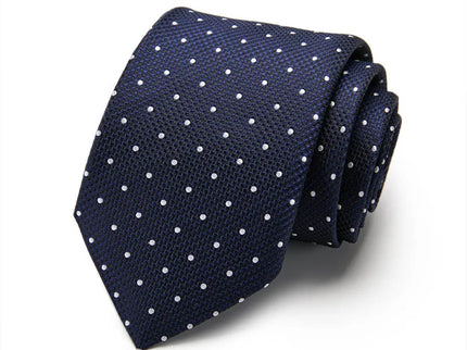 Blue and White Polka Dot Design Silk Tie