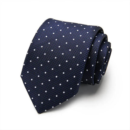 Blue and White Polka Dot Design Silk Tie
