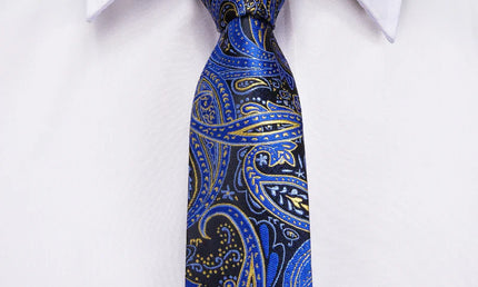 Boys Blue Paisley Silk Tie with matching pocket square