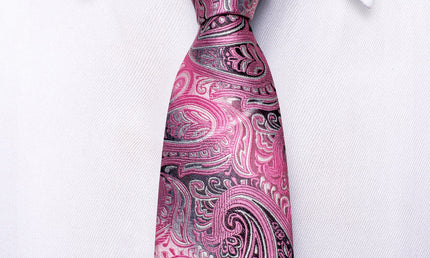 Boys Pink Paisley Silk Tie with matching pocket square