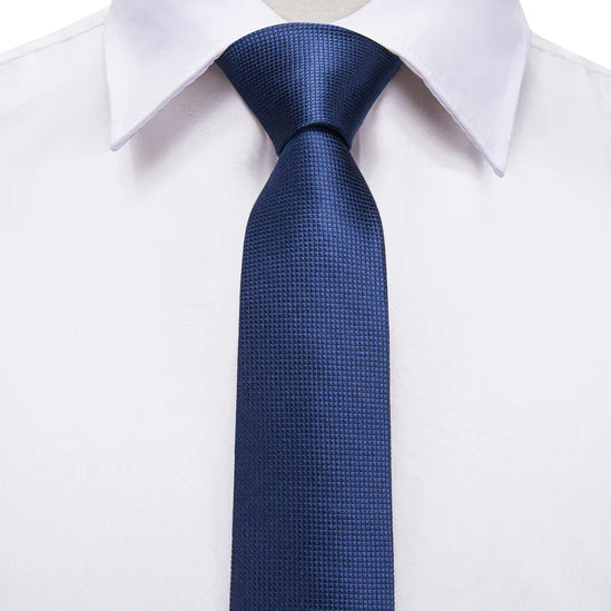 Boys blue silk tie with matching pocket square