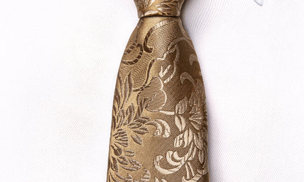 Boys gold paisley silk tie and matching pocket square