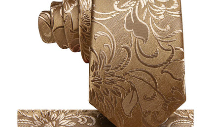 Boys gold paisley silk tie with matching pocket square