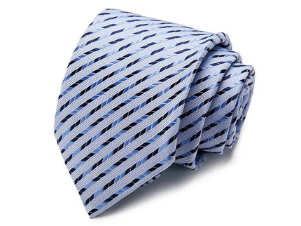 Light Blue Striped Design Silk Tie