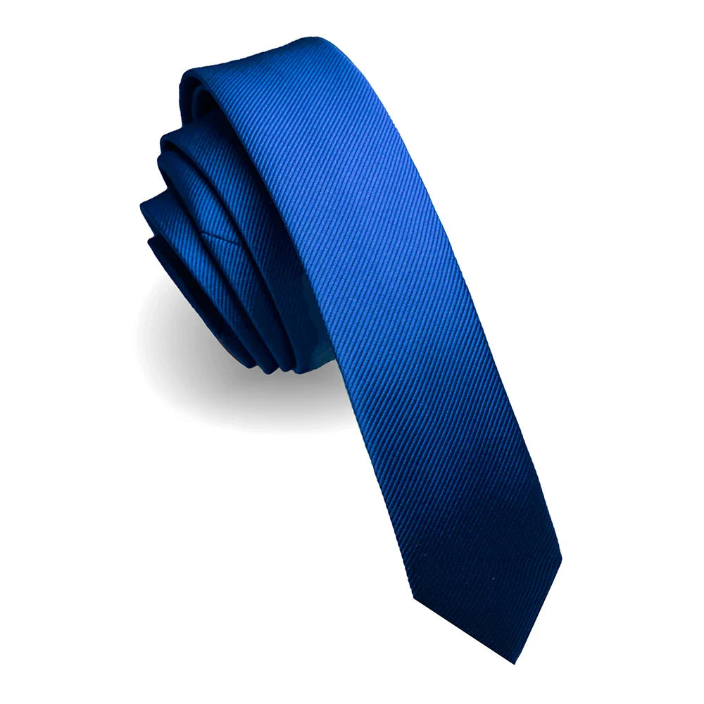 blue mens skinny silk tie