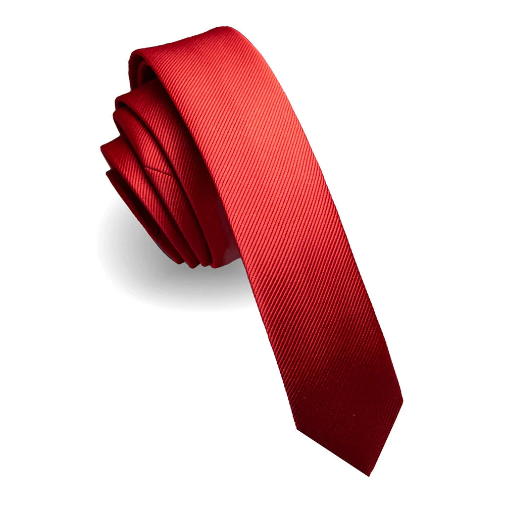 red mens skinny silk tie